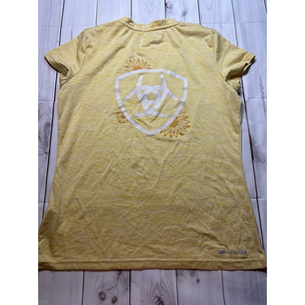 Ariat Women Gold AriatTEK Sunflower Logo Athletic Top Slim Fit Large